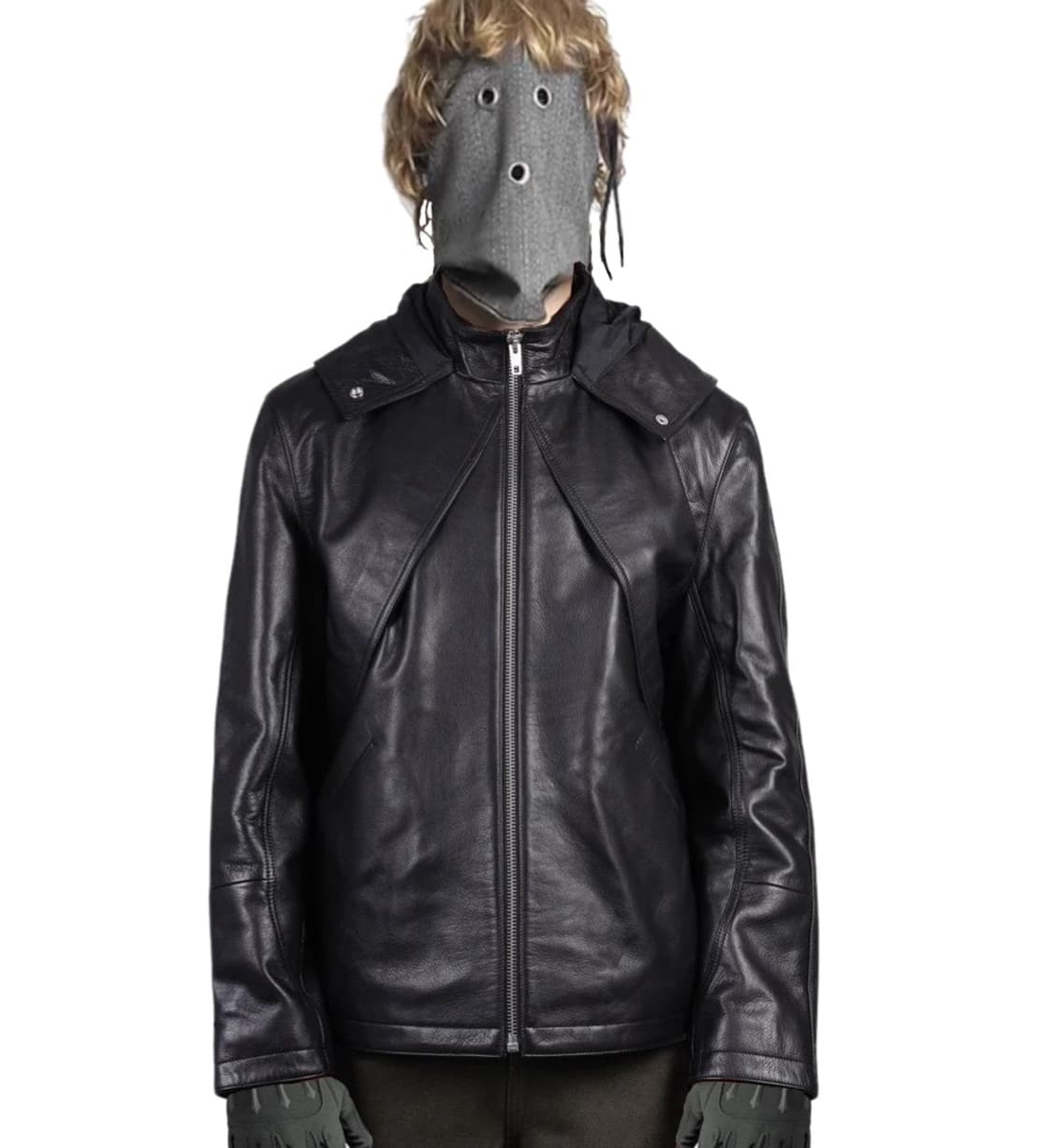 FLANEUR 닌자 스쿠다이버 바라클라바 후드 카우레더자켓 상품이미지4