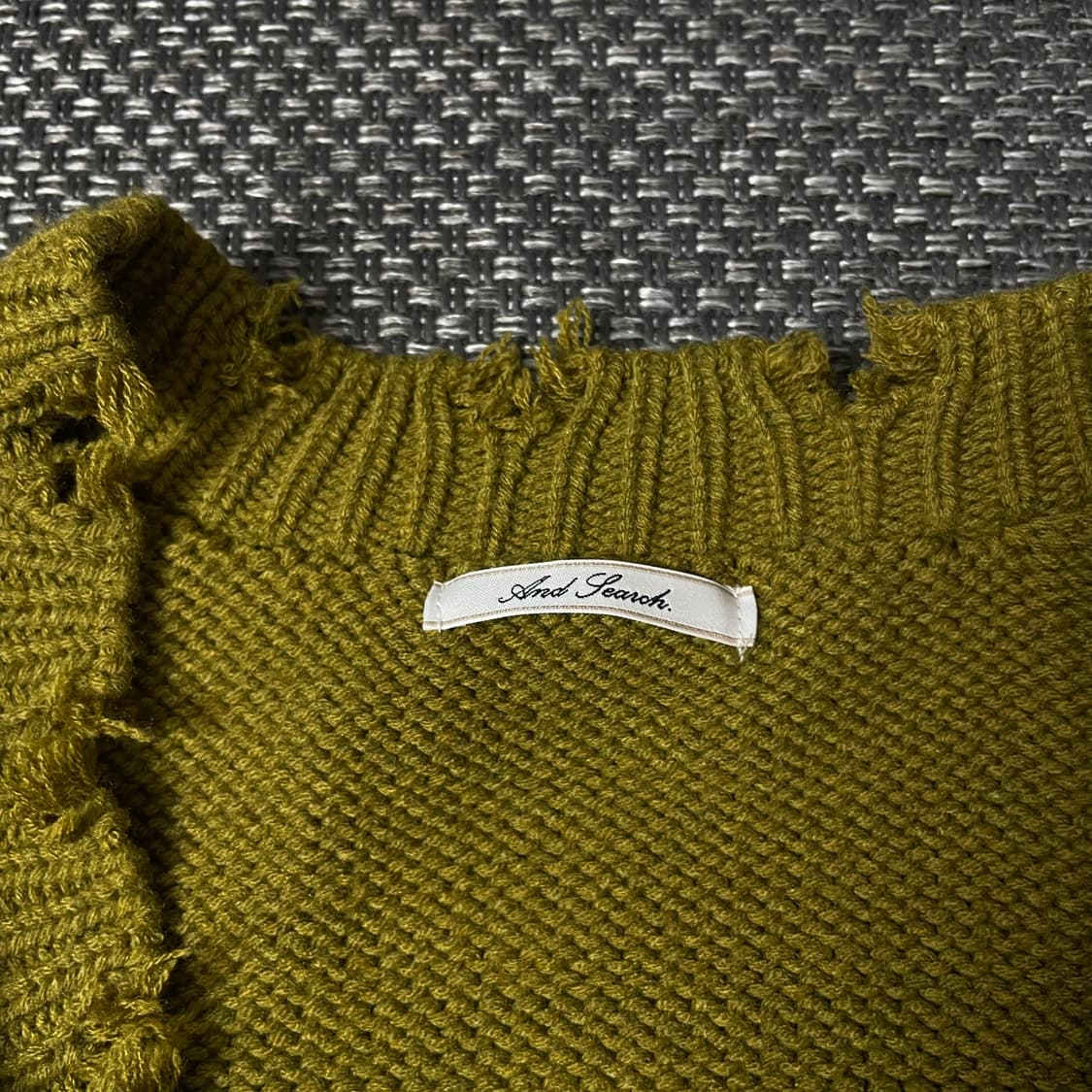 JPN 카키옐로우 빈티지 브이넥 긴팔 니트 M 상품이미지4