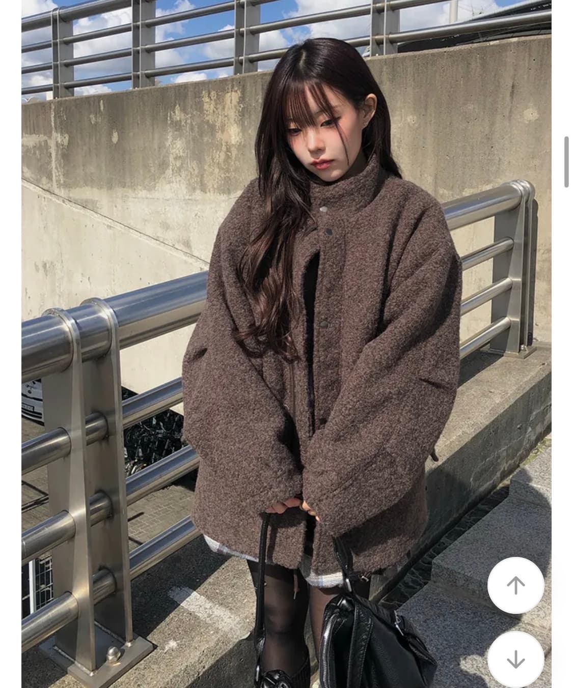 하이넥 하프 코트(애니원모어)/브라운 상품이미지1