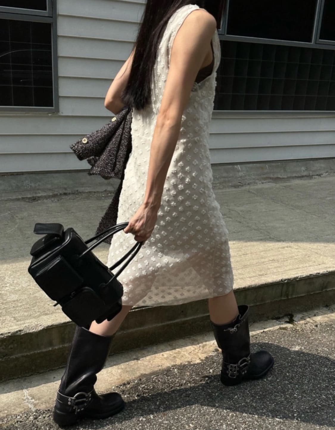 브리드 콤보 레이어드 원피스 아이보리 상품이미지2
