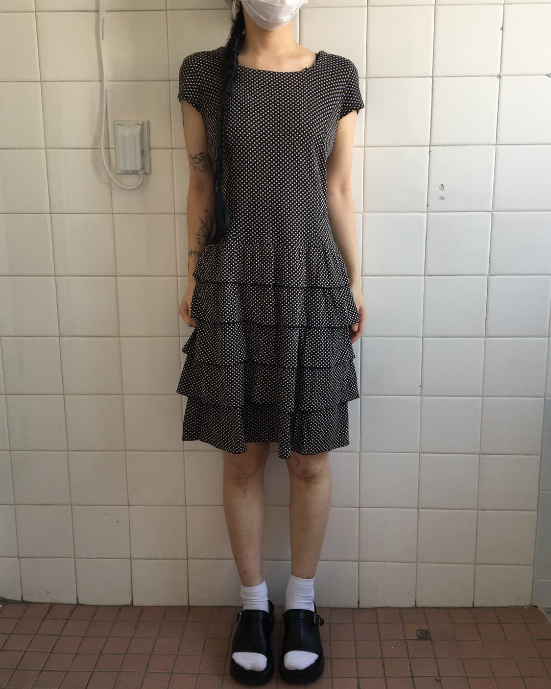 Dot pattern frill layer onepiece 상품이미지1