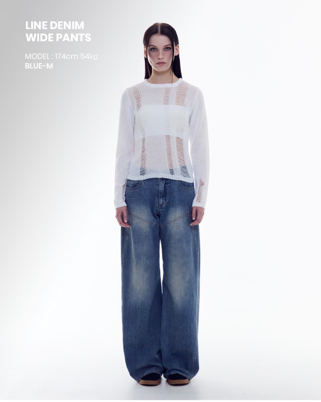 오디너리 홀리데이 라인 데님 와이드 팬츠 [BLUE] 상품이미지2