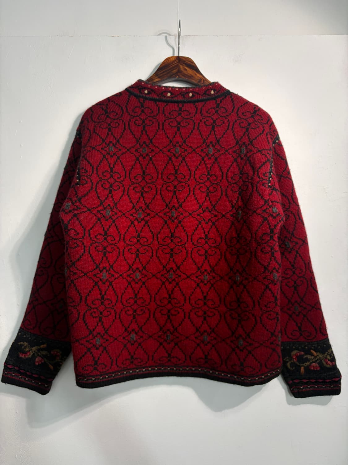 [M] Shetland 울 100% 자수 노르딕 니트 가디건 M 상품이미지2