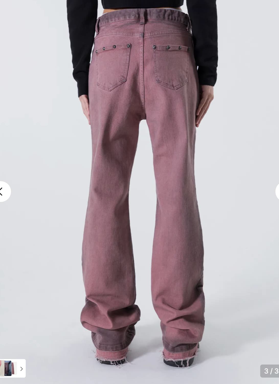 1)엘이이와이 리벳 로고 부츠 컷 팬츠 핑크 상품이미지2