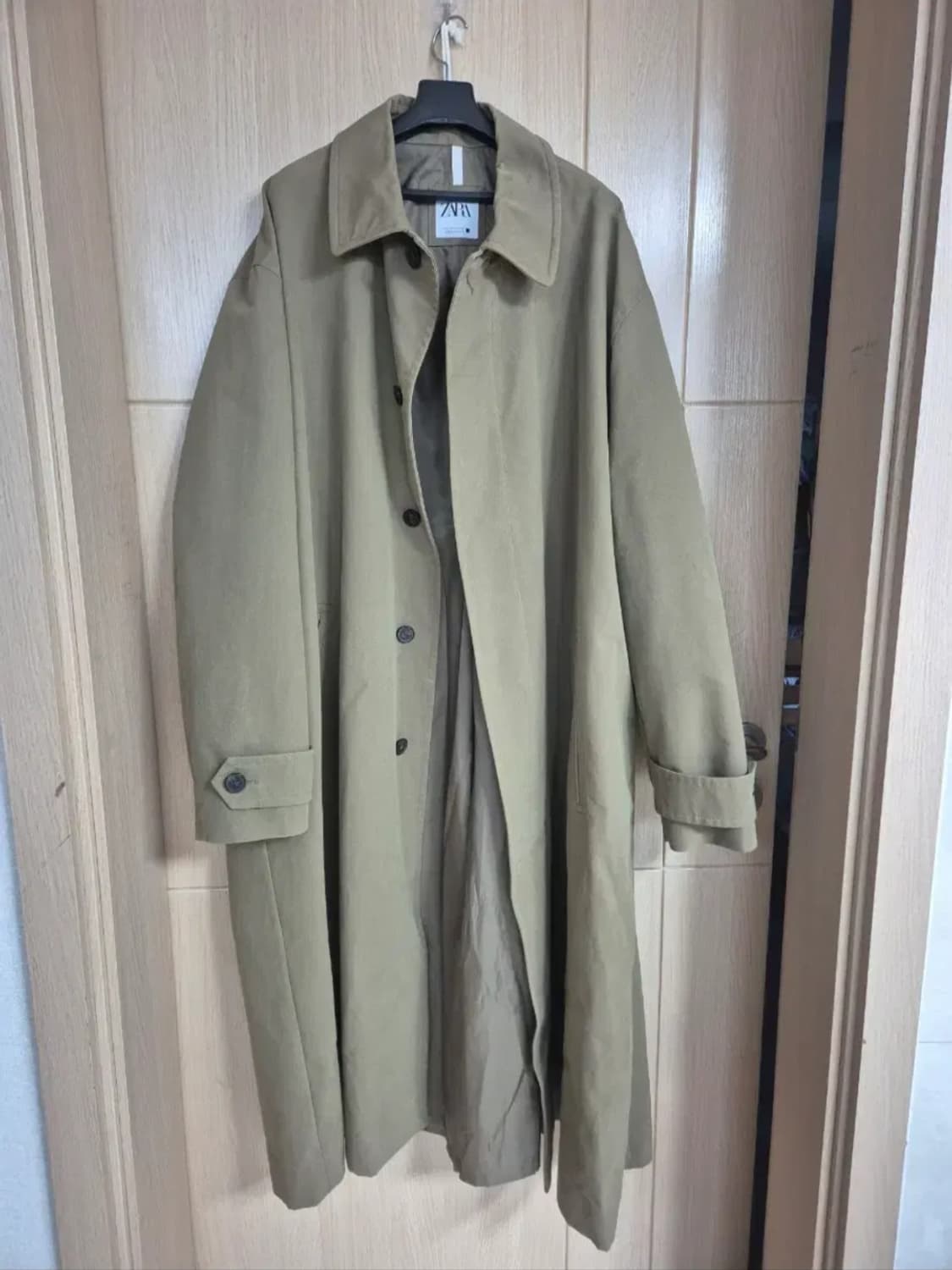 자라 카키색 롱 트렌치 코트 110 xxl 상품이미지4