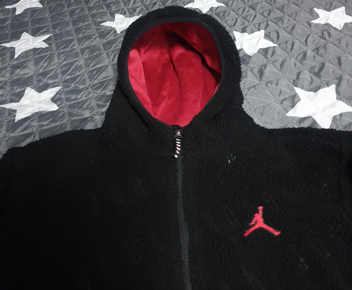 나이키 조던 키즈 자카드 세르파 양털 후드 집업 블랙 (12~13세) 상품이미지2