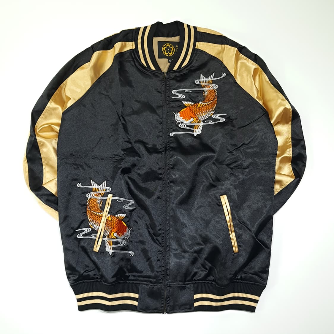 CL556 XL [새상품] 로그 새틴 골드 블랙 잉어 스카잔 자켓 상품이미지1