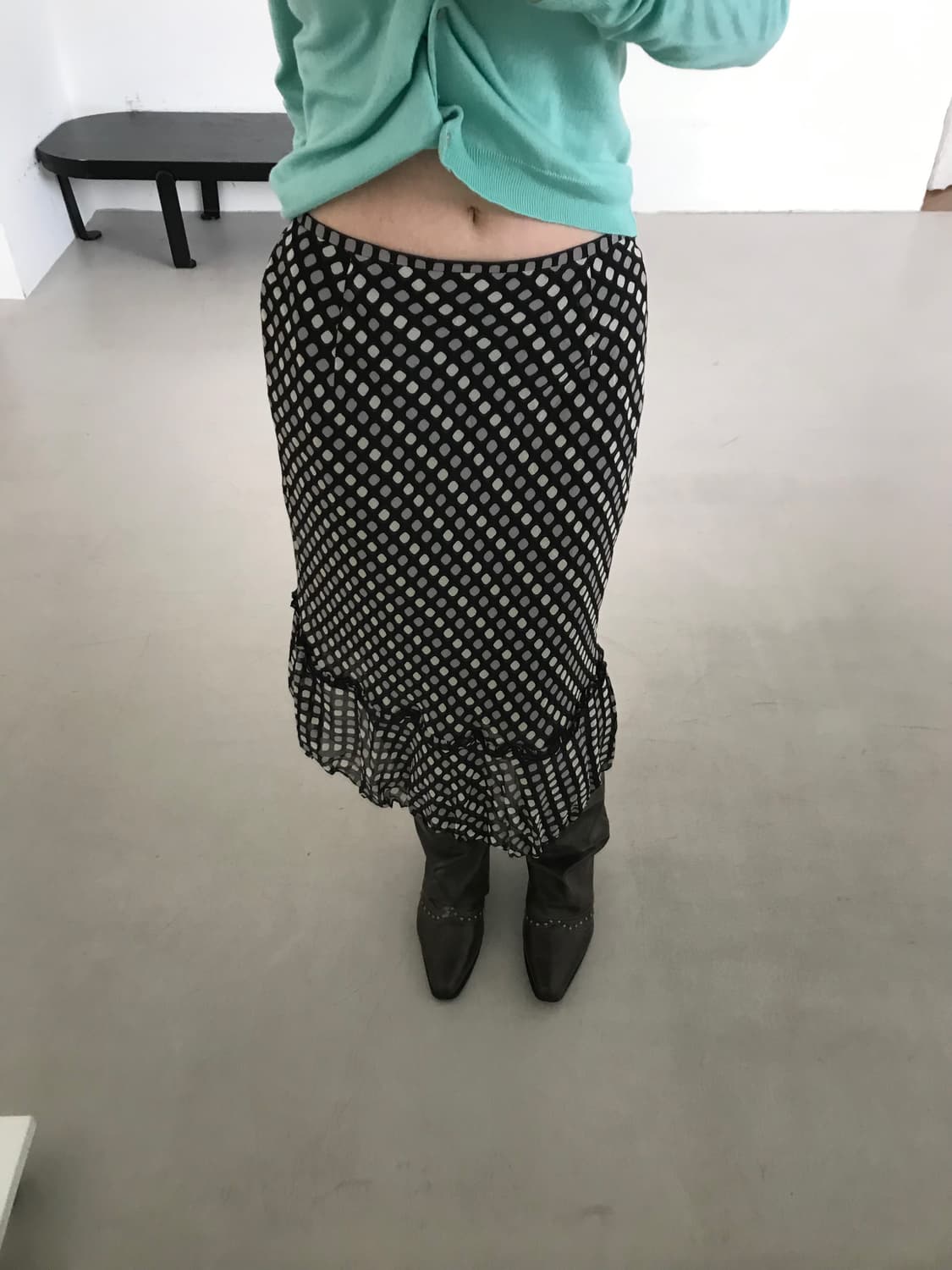 vintage dot pattern skirt (28inch) 상품이미지1