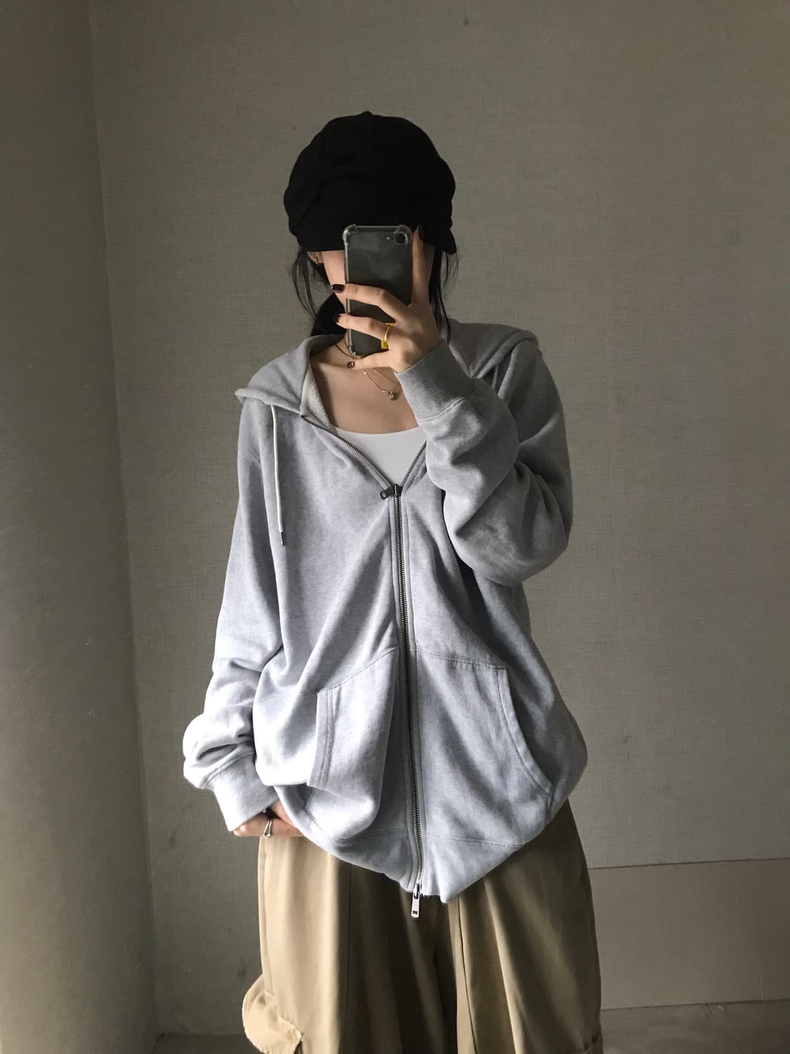 리바이스 그레이 오버핏 후드집업 상품이미지2