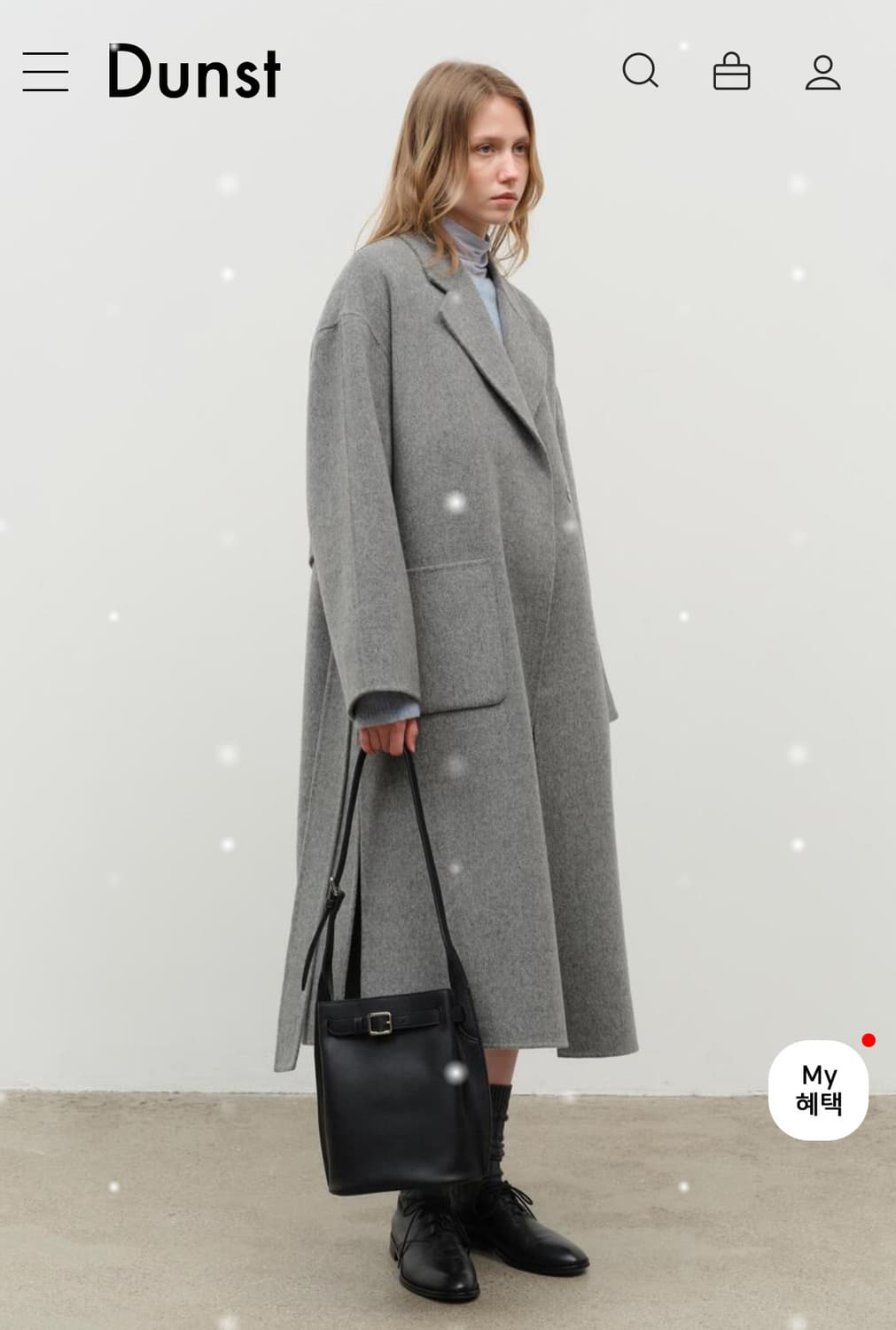 던스트 핸드메이드 캐시미어 로브 코트 멜란지 그레이 m 상품이미지4