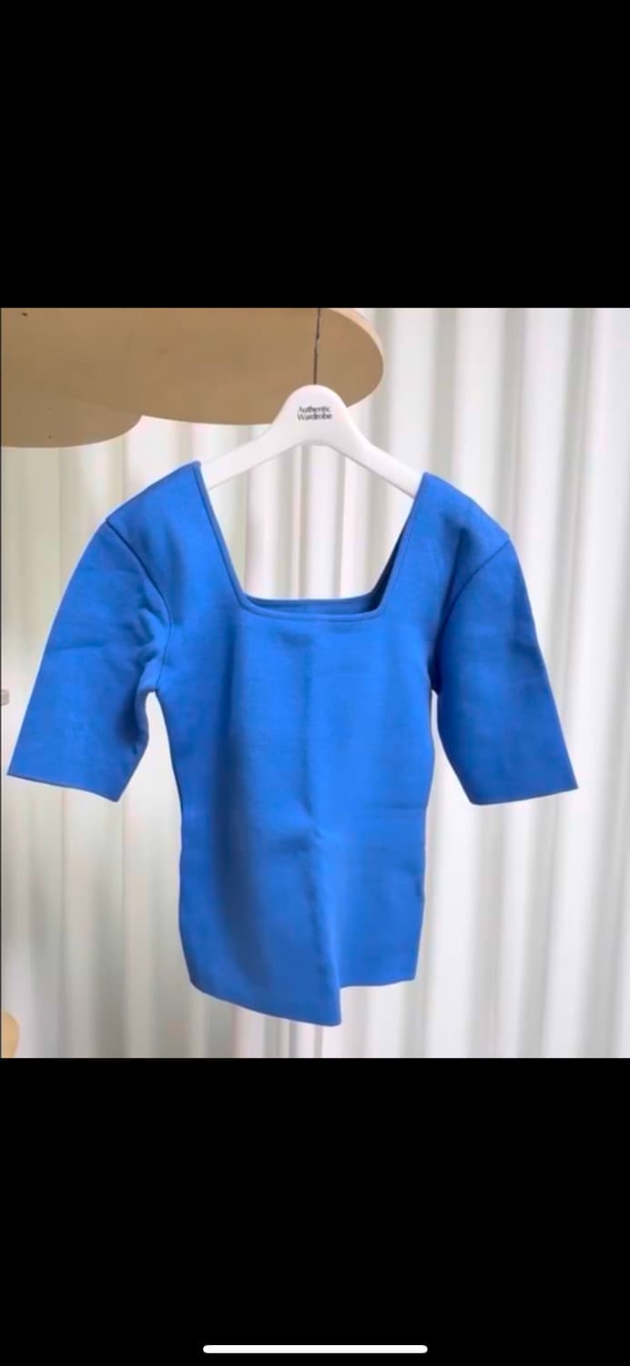  오르 고밀고 스퀘어넥 5부 니트 - 블루 상품이미지4