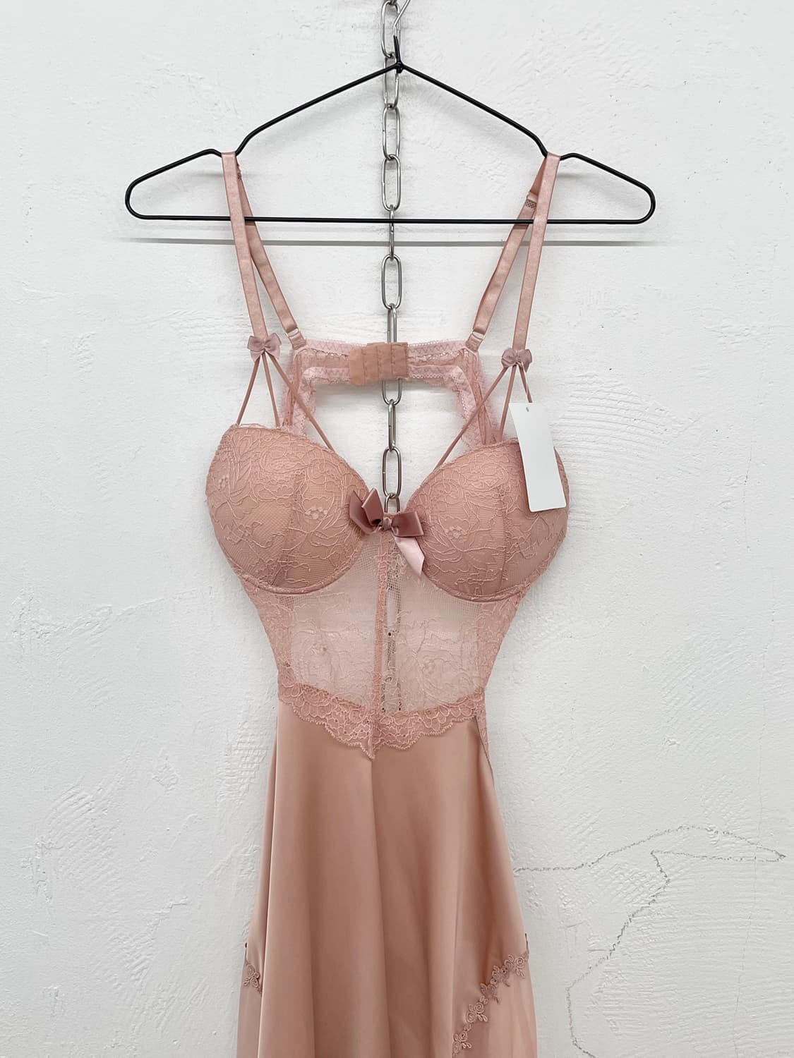 핑크 리본 레이스 슬립 상품이미지6