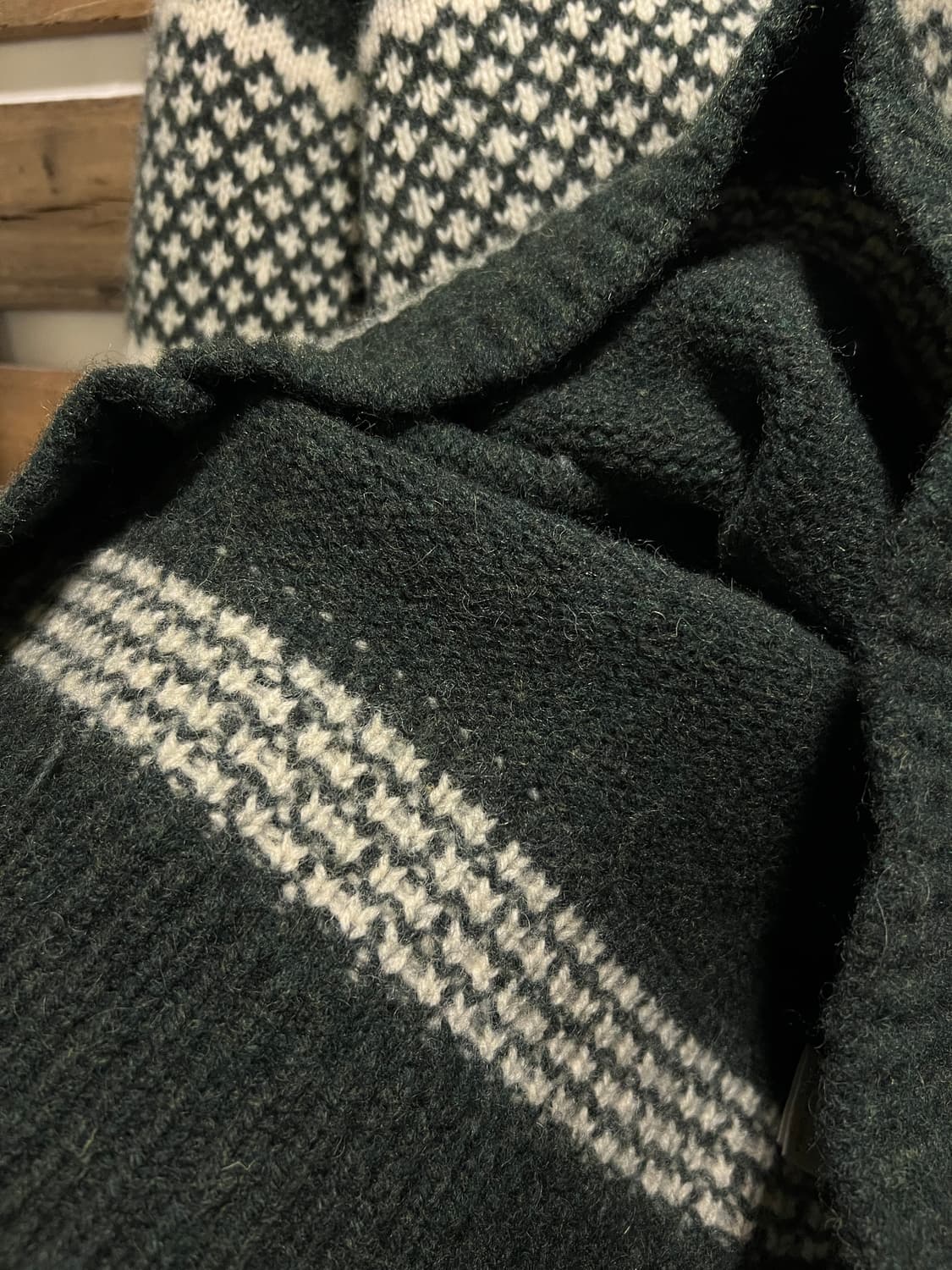 [L]BEAMS 빔즈 플러스 그린 버드아이 패턴 울 니트 상품이미지5