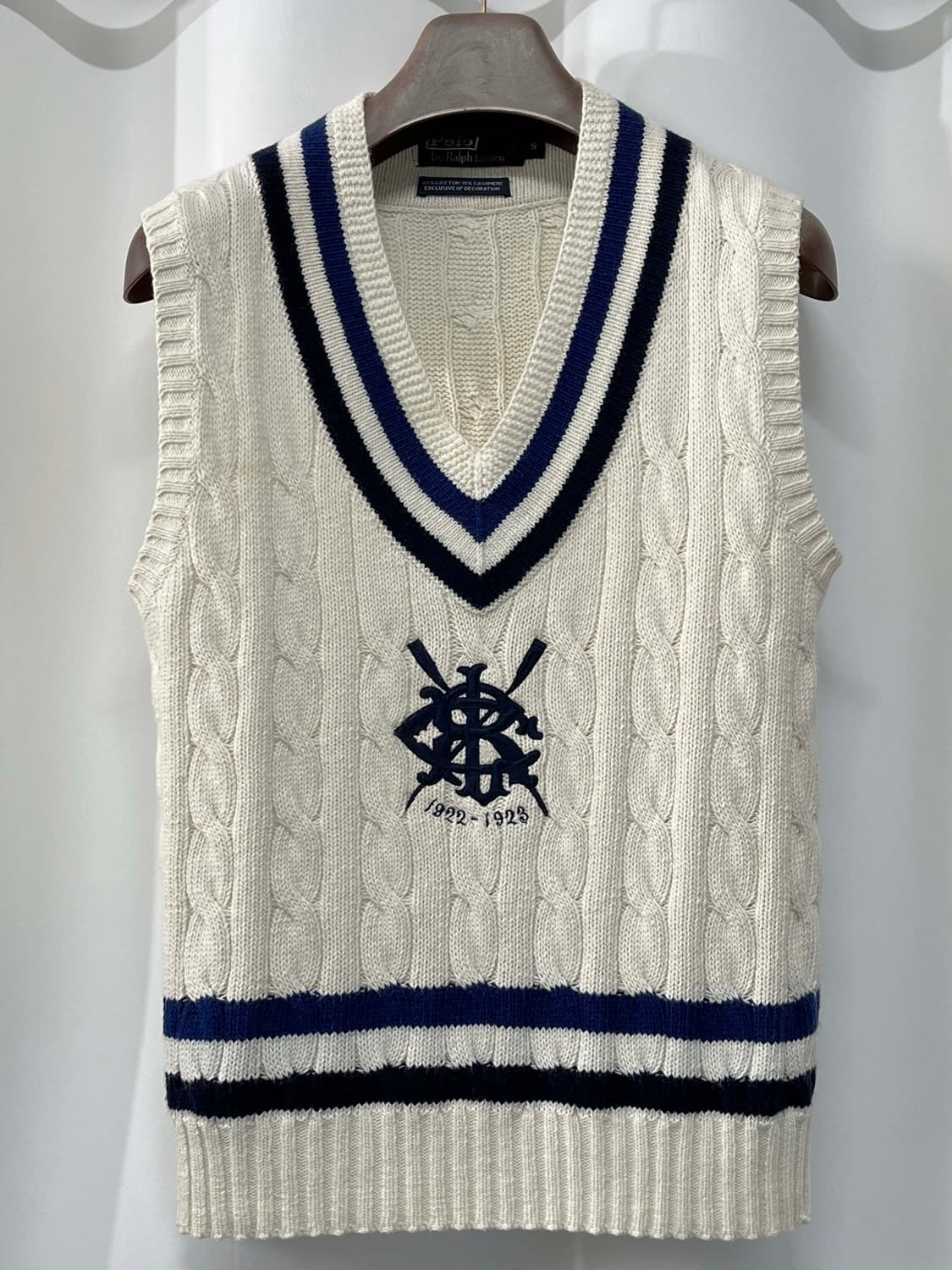 폴로 랄프로렌 캐시미어 코튼 1922-1923 로잉클럽 크리켓 니트베스트 상품이미지1