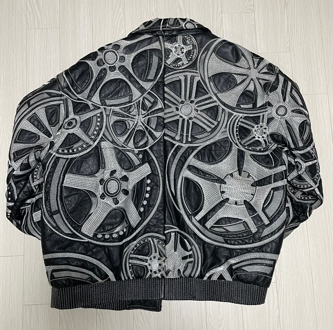 (2XL) 테너스에비뉴 휠 자수 레더 자켓 상품이미지6