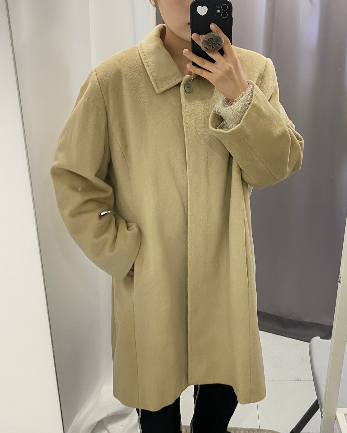 앙고라 울 혼방 베이지 싱글코트 🍞 상품이미지2