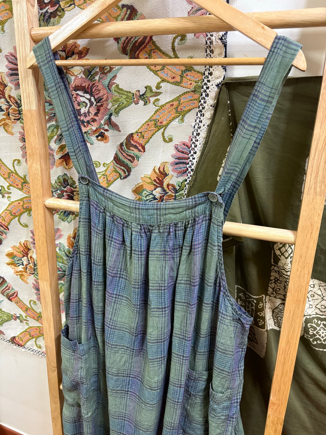 히피 모리 하구미 카키 패턴 디테일 레이어드 원피스 상품이미지2