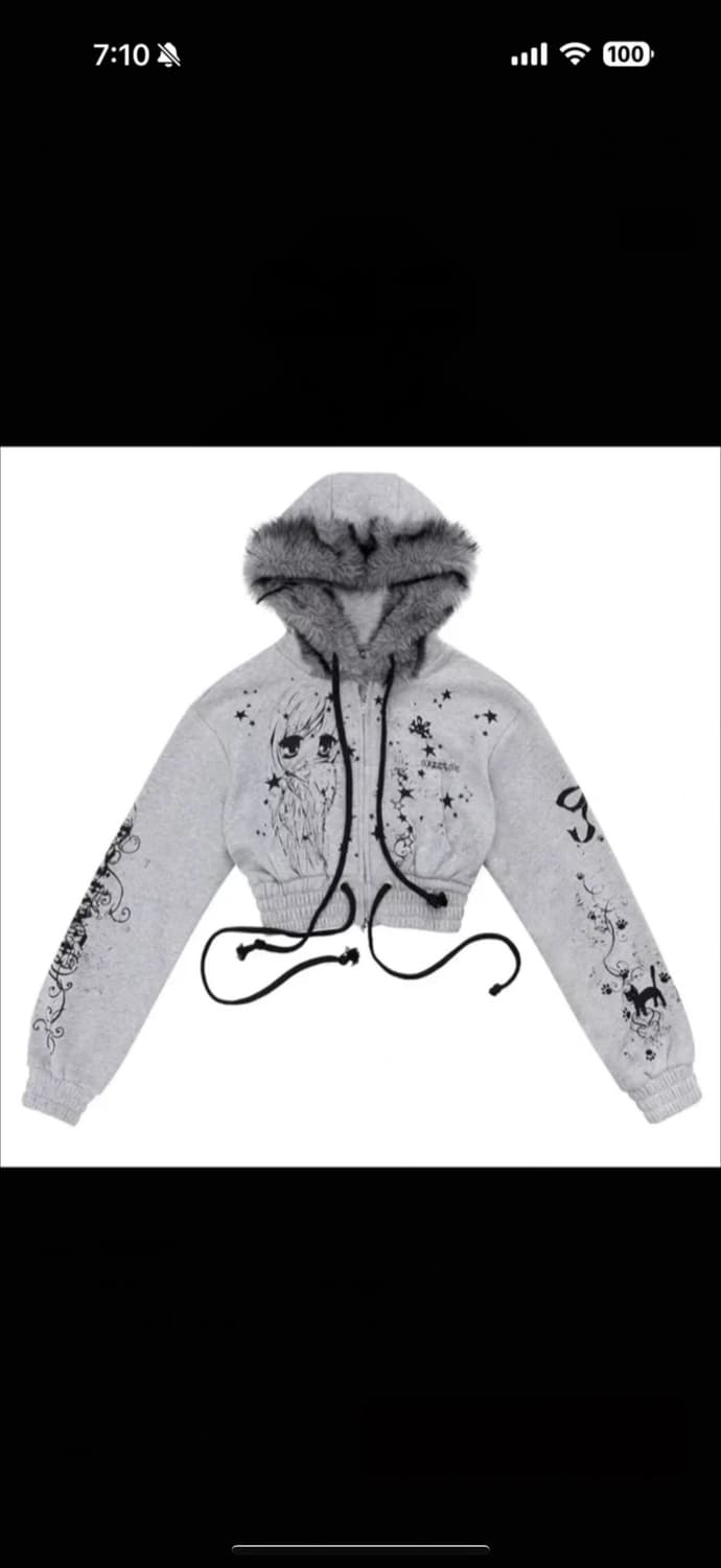 CFIERCE 씨피어스 엔젤걸 그래피티 퍼 후드집업 스웨트팬츠 셋업 세트 상품이미지6