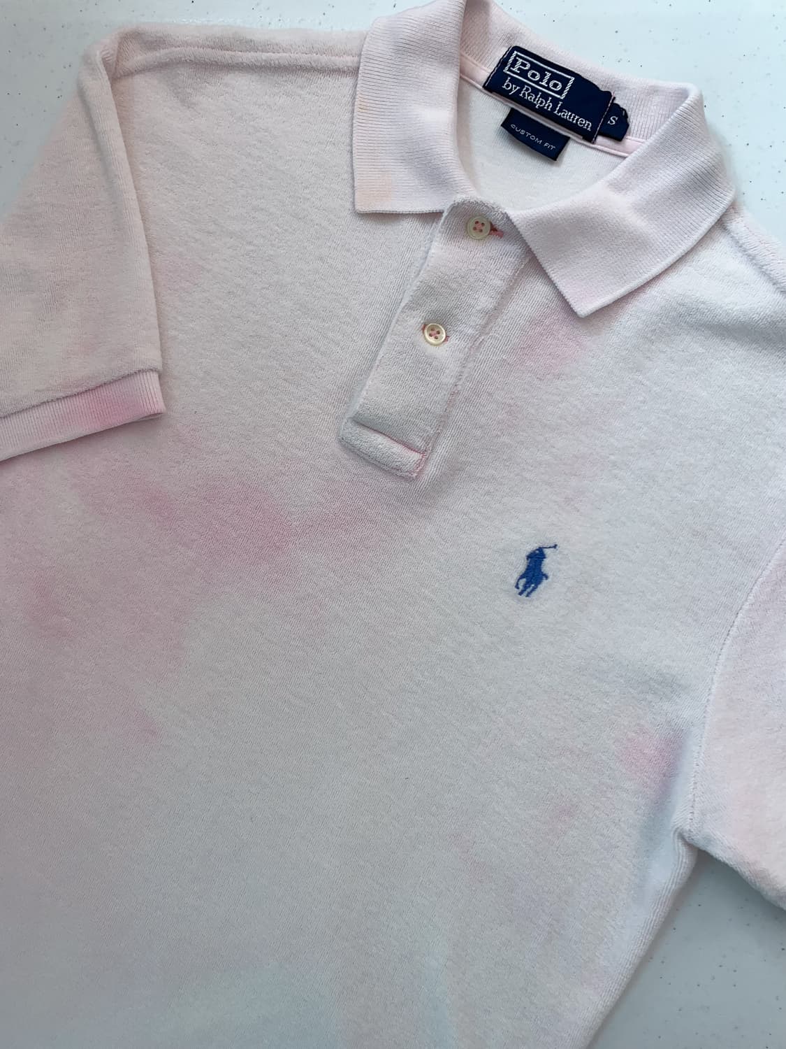 여성 95 폴로 랄프로렌 타이다이 핑크 테리 반팔 상품이미지5