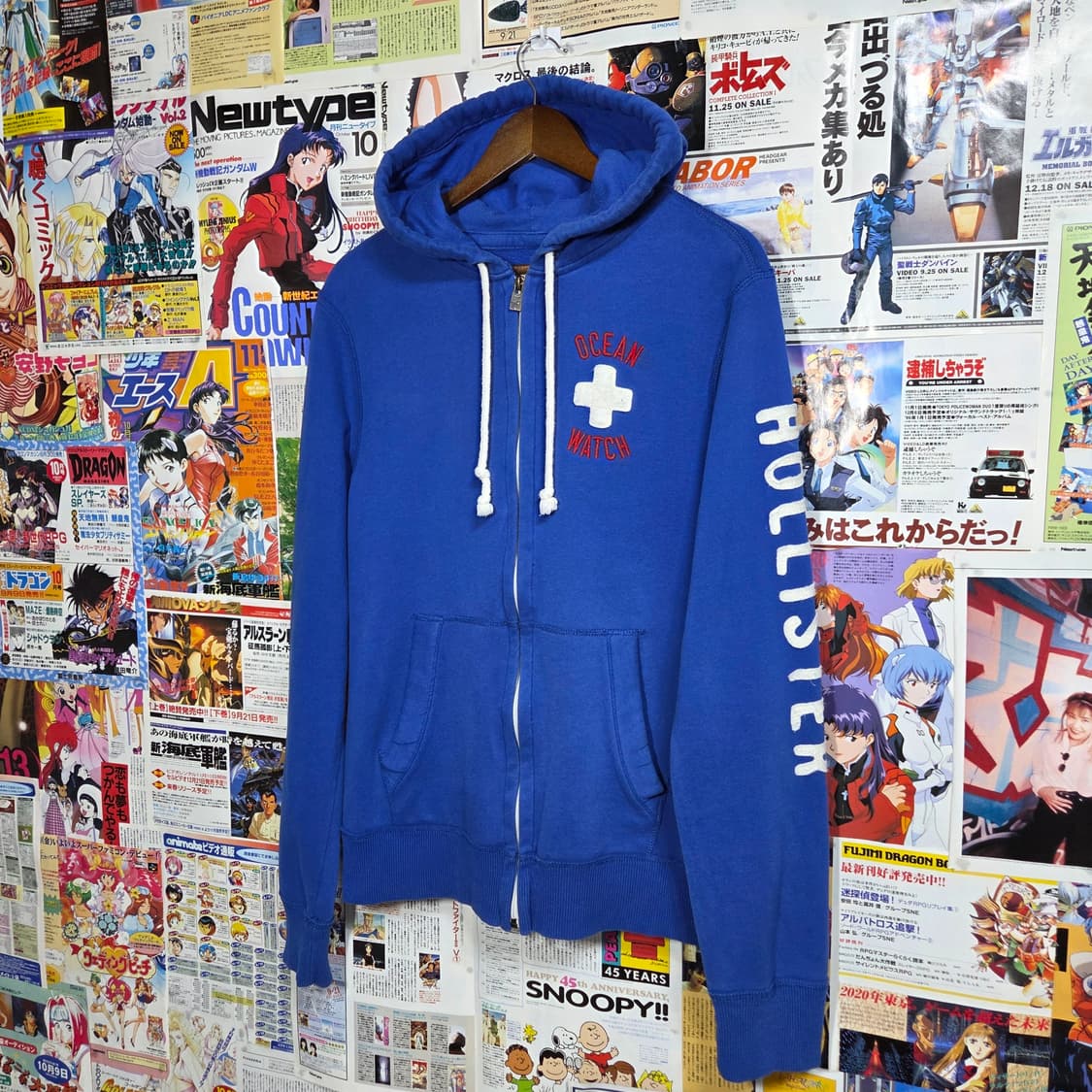 홀리스터 블루 패치 레터링 후드집업 상품이미지2