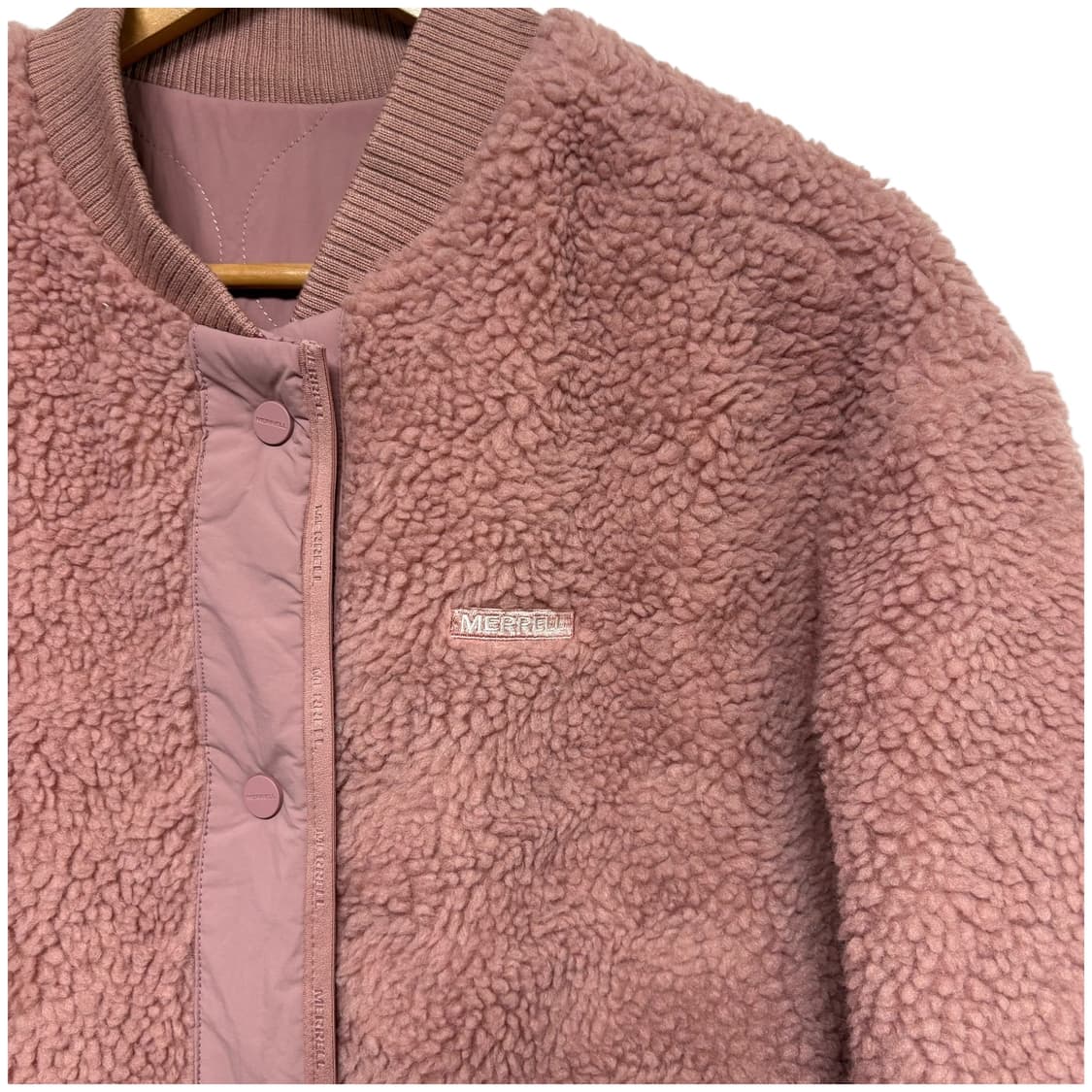 3710 머렐 핑크 리버시블 양면 퍼코트 롱점퍼 상품이미지3