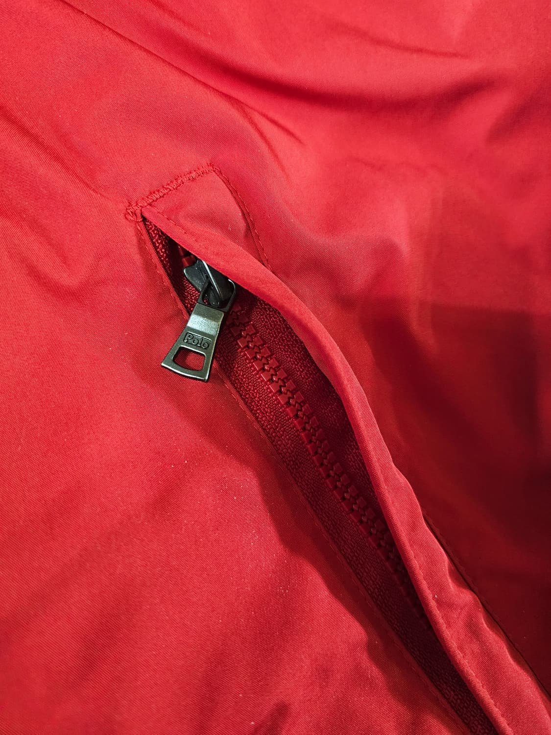 [M] 빈티지 폴로 랄프로렌 레드 플리스 안감 바람막이 패디드 점퍼 자켓 상품이미지4