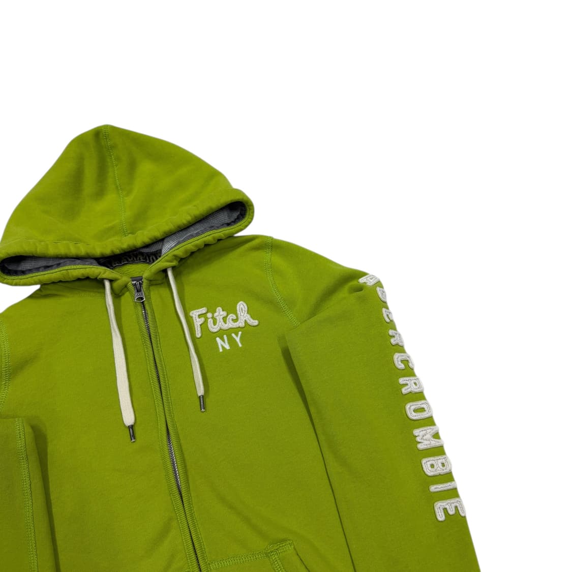 아베크롬비 빈티지 스펠로고 딱붙핏 Y2K 후드집업 자켓 라이트그린 라임 상품이미지2