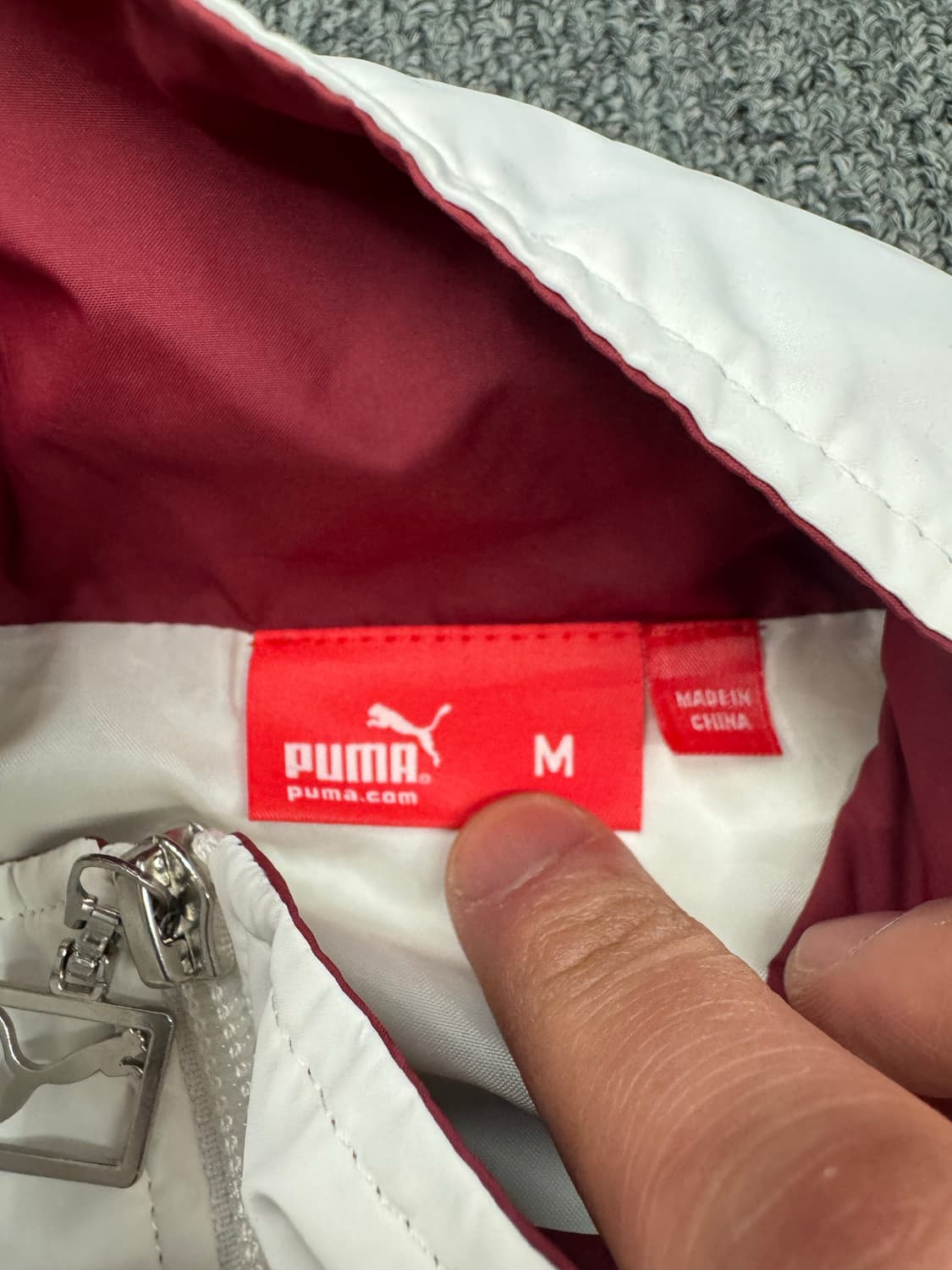 M)PUMA 빈티지 화이트&버건디 나일론 윈드브레이커 자켓 상품이미지4