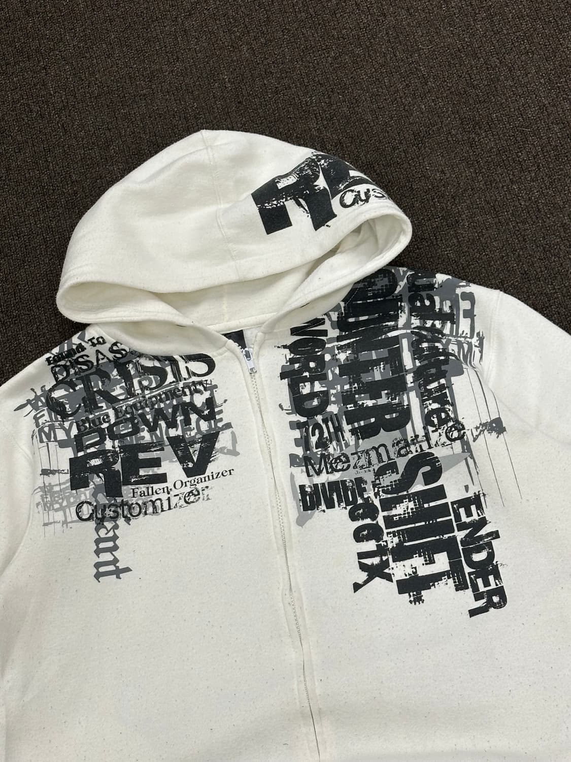 L)Beaumere vintage 레터링 화이트 후드집업 상품이미지2