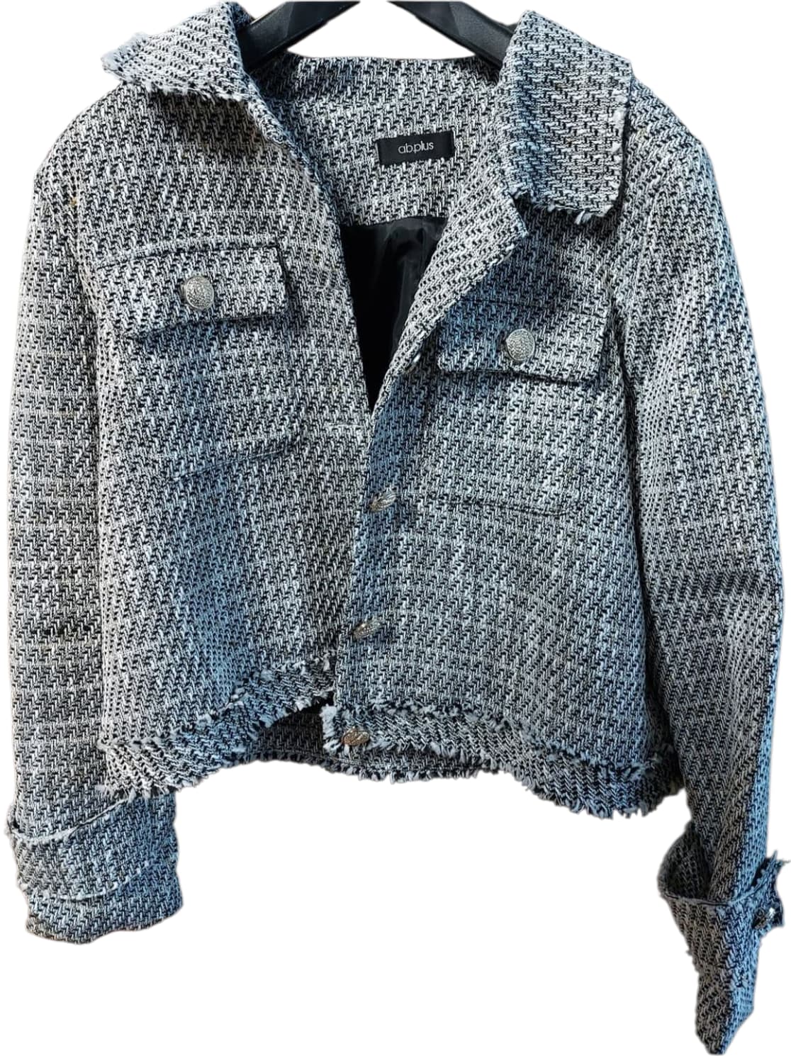 새상품) 에이비플러스 ab plus 카라 패턴 단추 트위드 자켓 상품이미지1