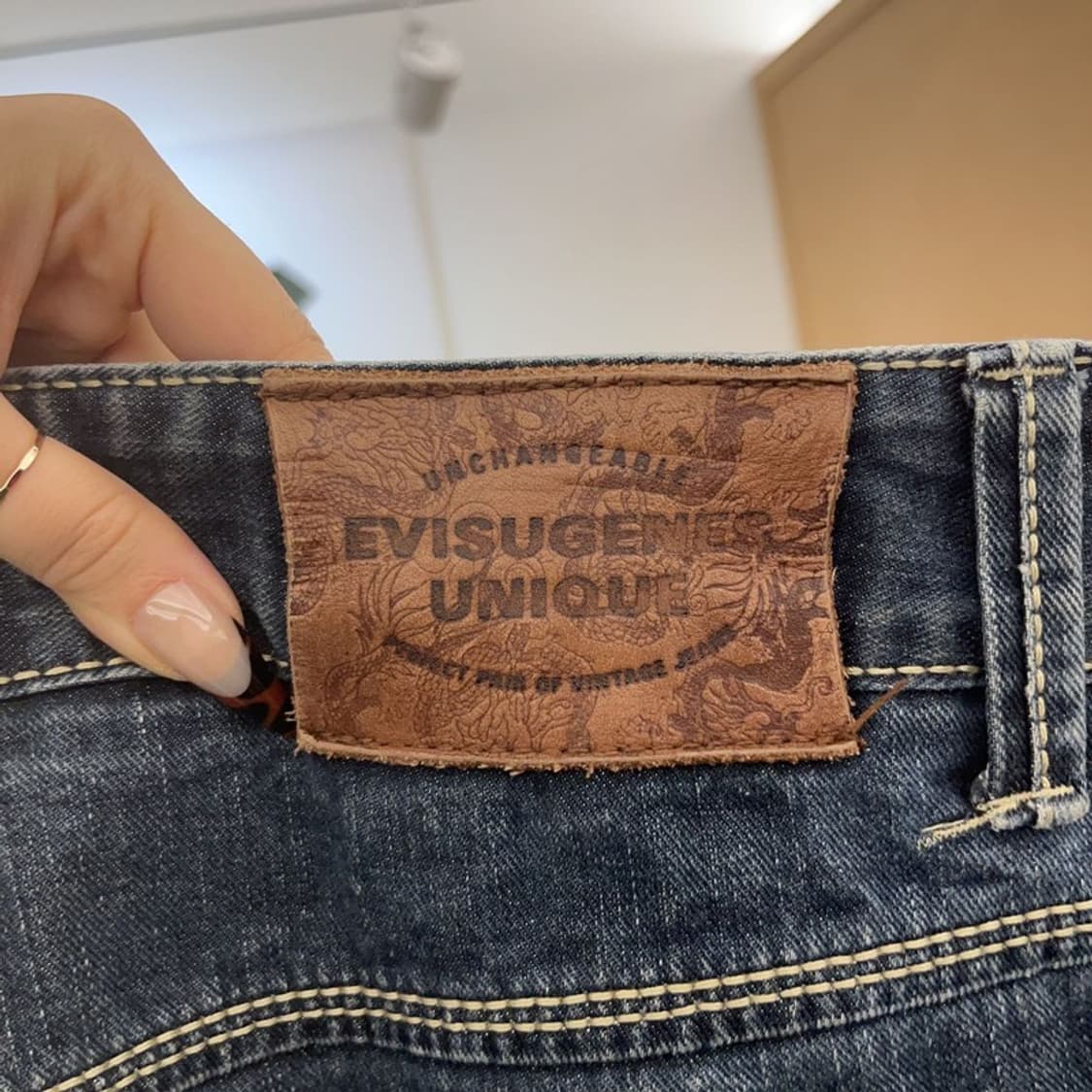 에비수 백포켓 레트로 로고 빅사이즈 데님팬츠 37인치 C08352 상품이미지5