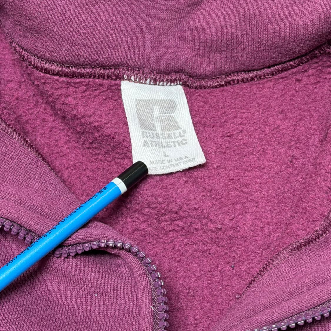 90s Russell sweat half zipup purple L 상품이미지4
