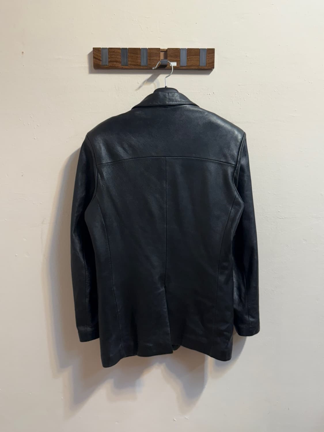 SERRANO Men's Black Leather Blazer Jacke 상품이미지4