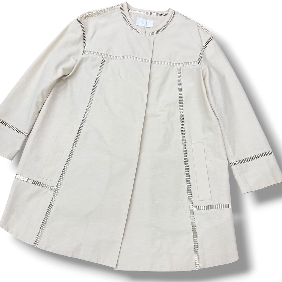 SJSJ 크림 논카라 트렌치자켓 상품이미지5