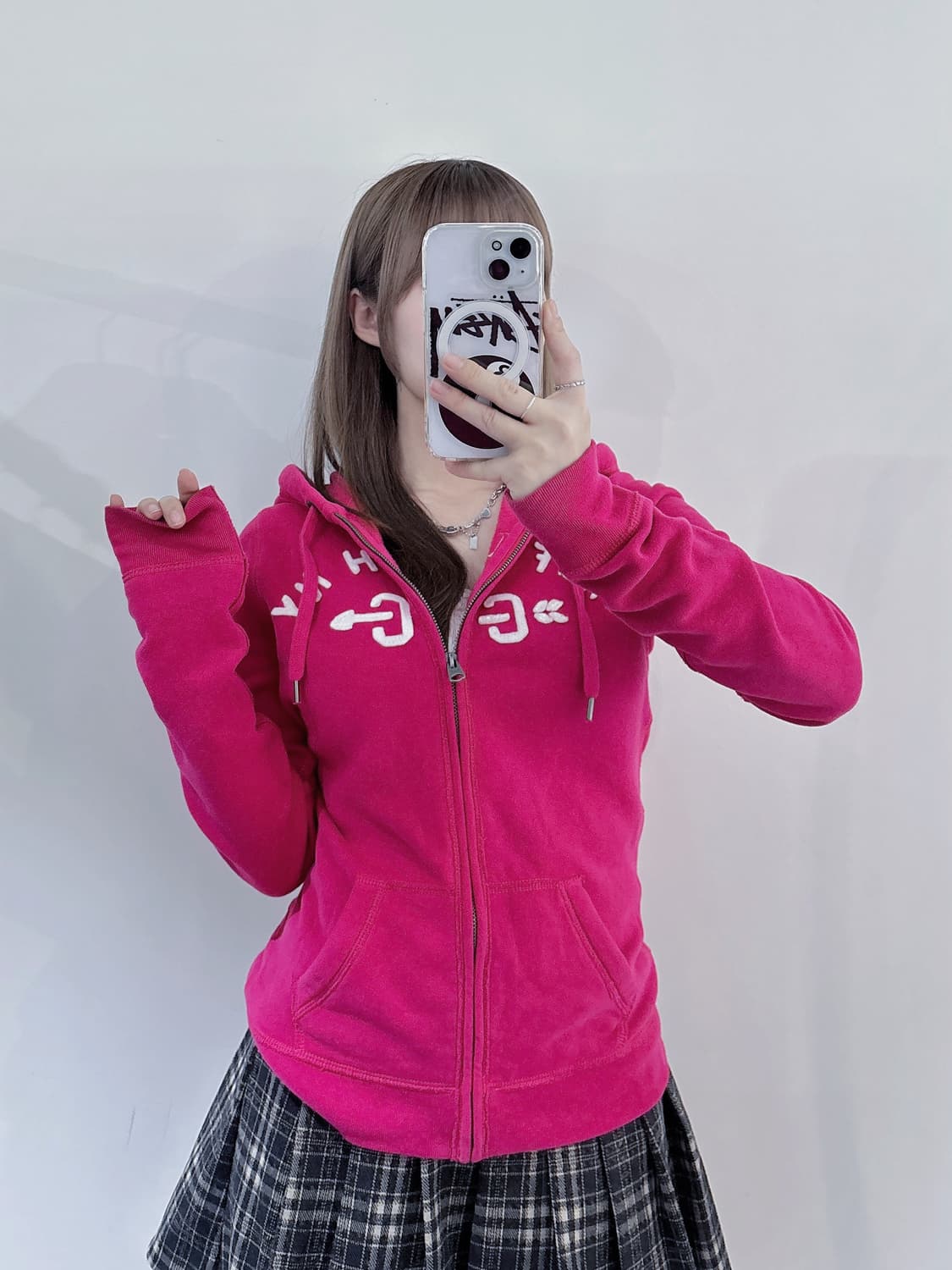 아베크롬비 빅로고 핑크 후드집업 상품이미지1