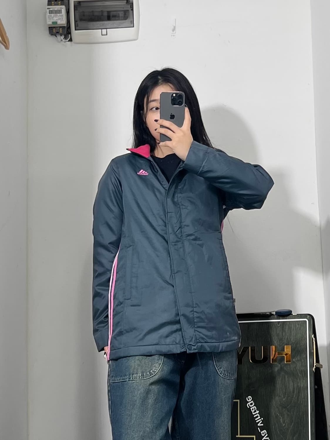 아디다스 핑크 삼선 바막 자켓 S  상품이미지1