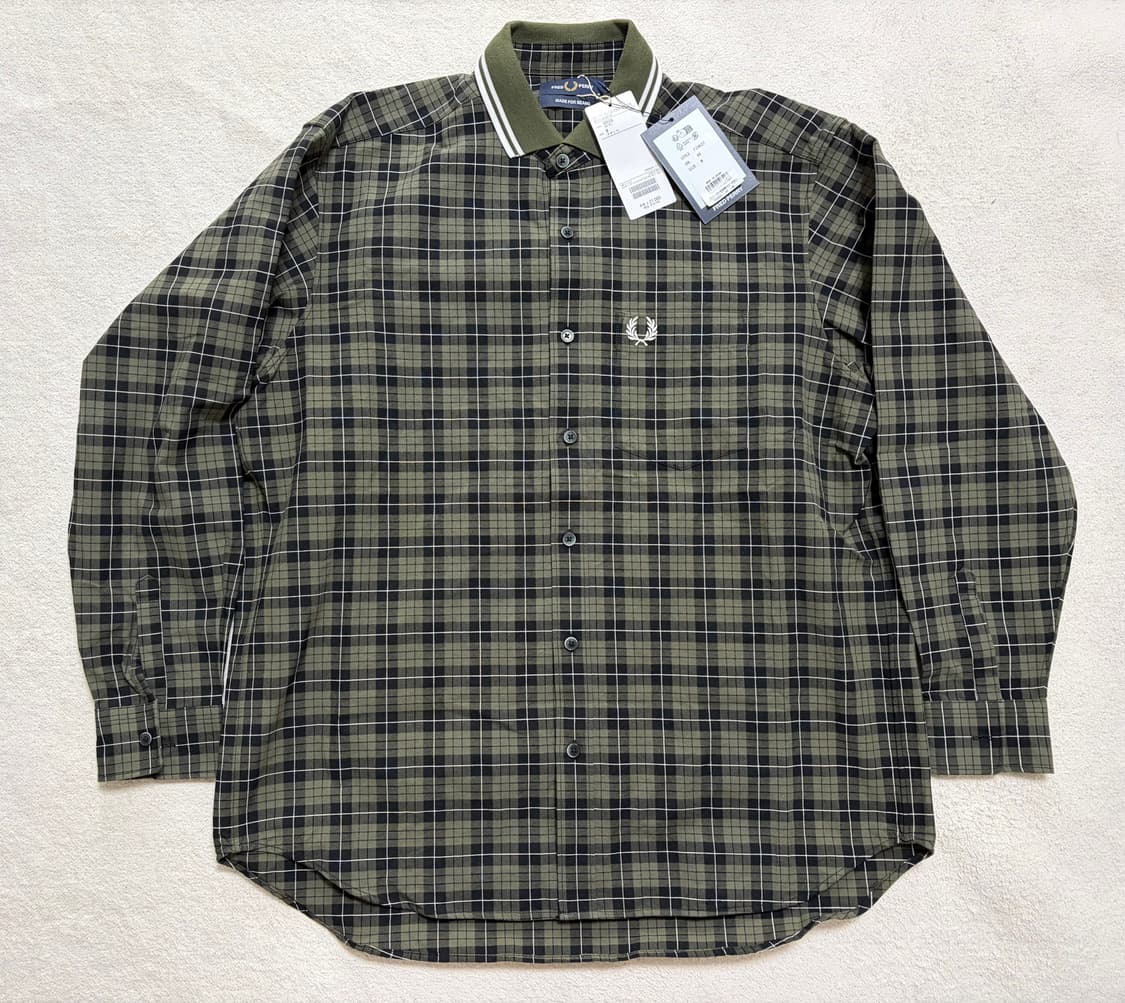 [M] 프레드페리x빔즈 브러쉬드 옥스포드 타탄체크 셔츠 (그린) 상품이미지1