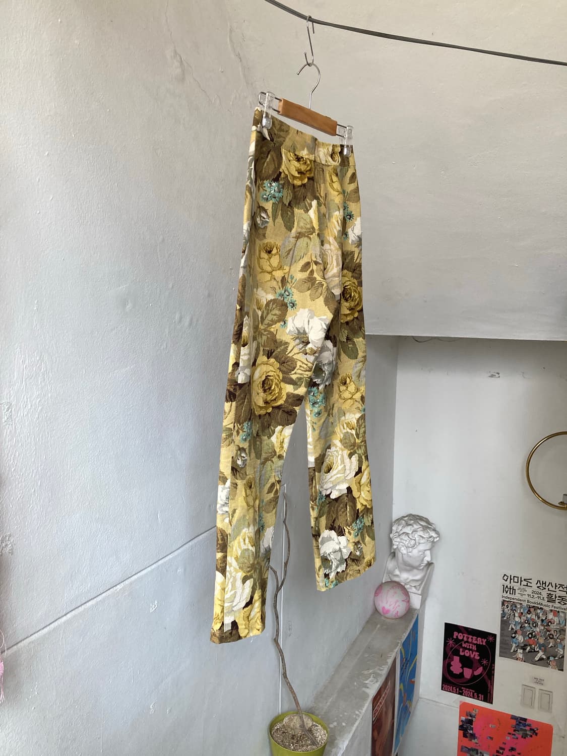 패턴 옥스퍼드 소재 하이웨스트 팬츠 상품이미지7