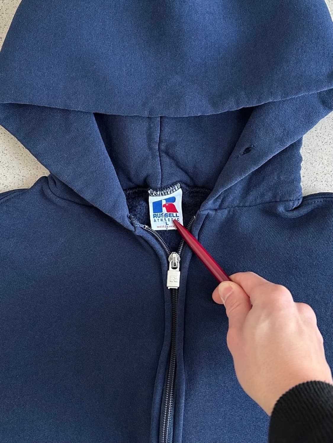 90s 빈티지 러셀 후드집업 네이비 L 상품이미지4