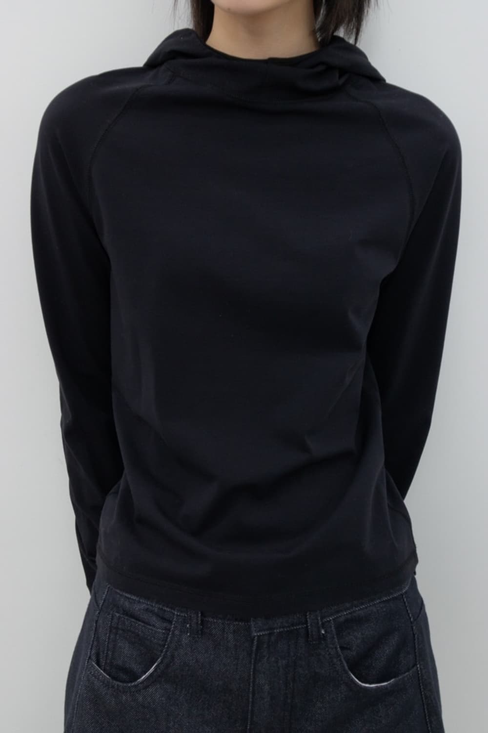 GBH HOOD RAGLAN TOP Black 상품이미지2