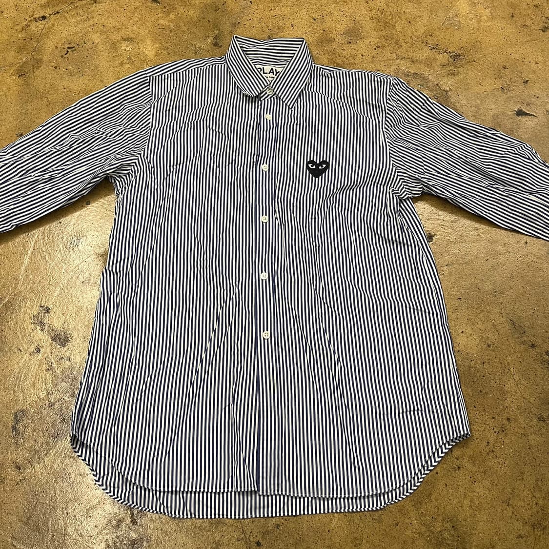 [정품/M] 꼼데가르송 스트라이프 카라 셔츠 긴팔티 b19 상품이미지3