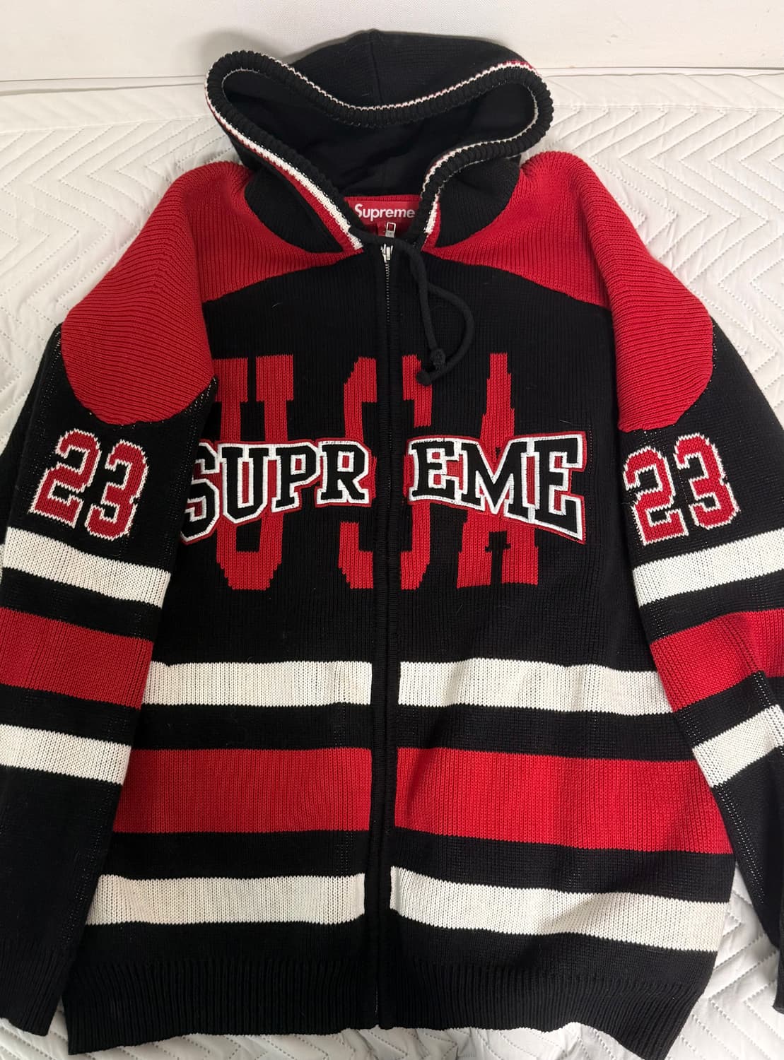 슈프림 USA 집업 후드 블랙 23FW 상품이미지2