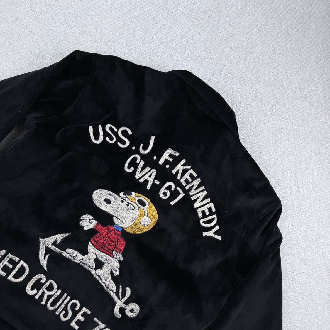 Military souvenir 복각 스누피 자수 벨벳 자켓 상품이미지7