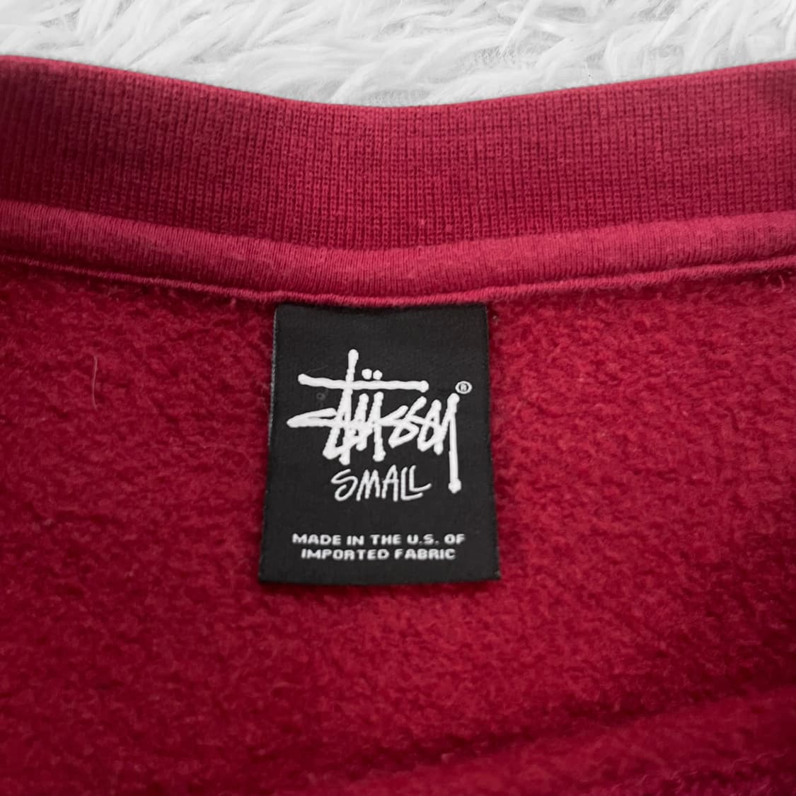 스투시 Stussy 스탁 로고 맨투맨 레드 버건디 상품이미지4