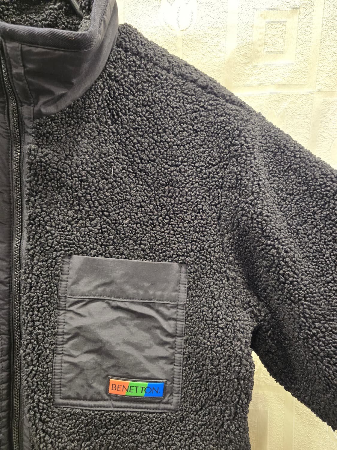 베네통 남여공용 뽀글이 후리스 자켓 검정 L(100) 상품이미지3