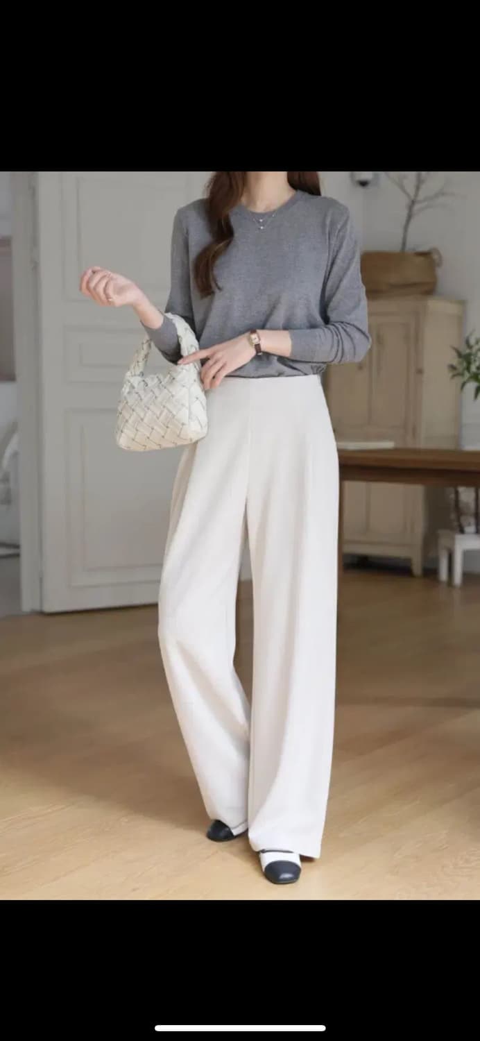 하이웨스트 와이드 핀턱 슬랙스 블랙 상품이미지3