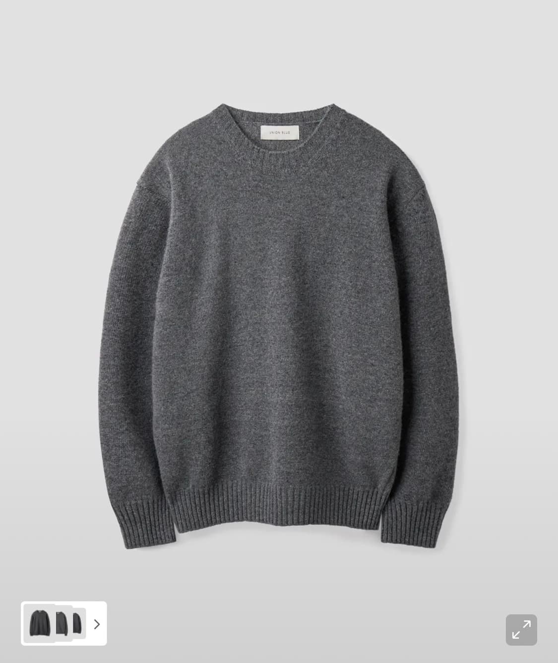 유니온블루 캐시미어 울 크루넥 니트 멜란지 그레이 XL 상품이미지1