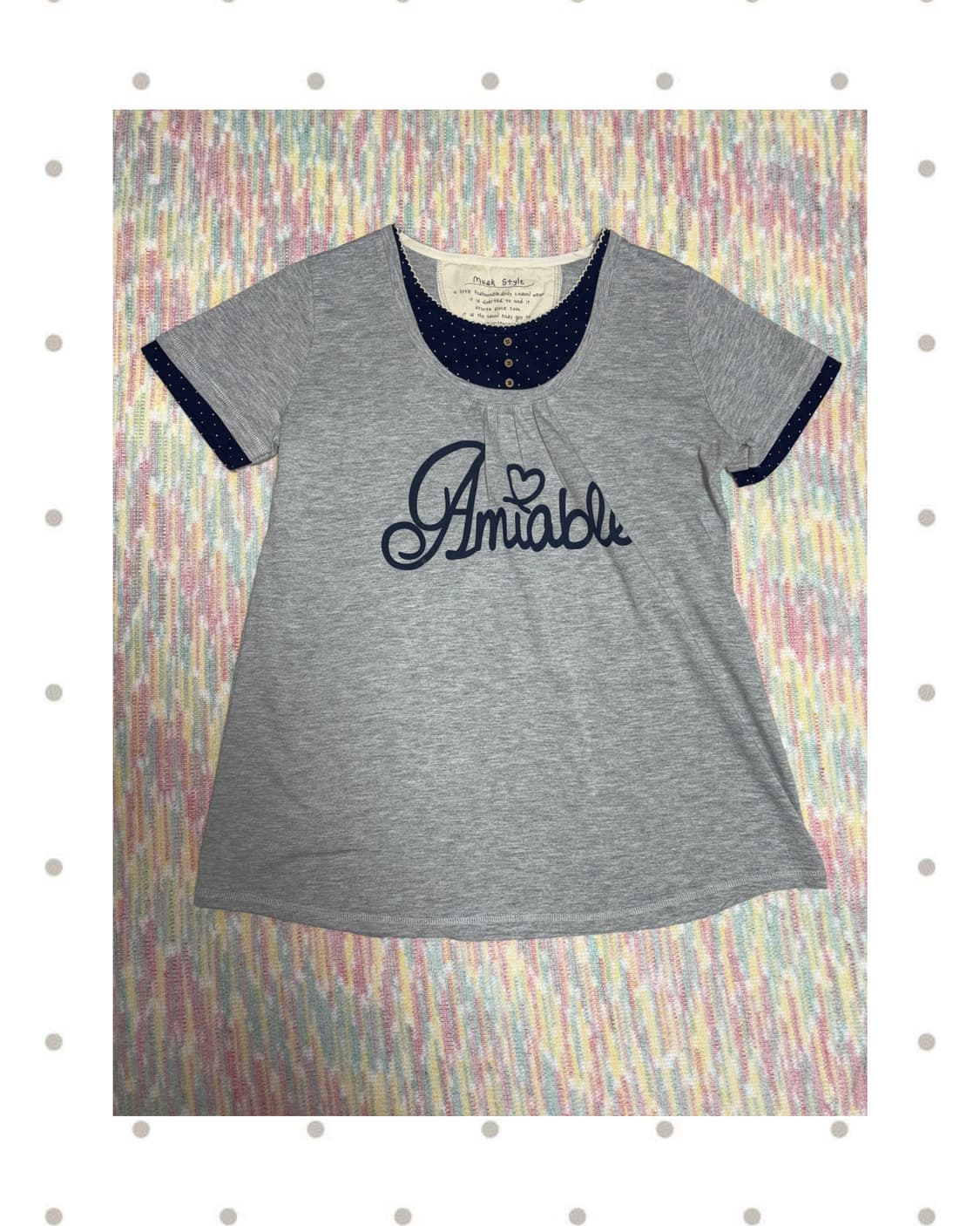 그레이 도트 레이어드 티셔츠 상품이미지1