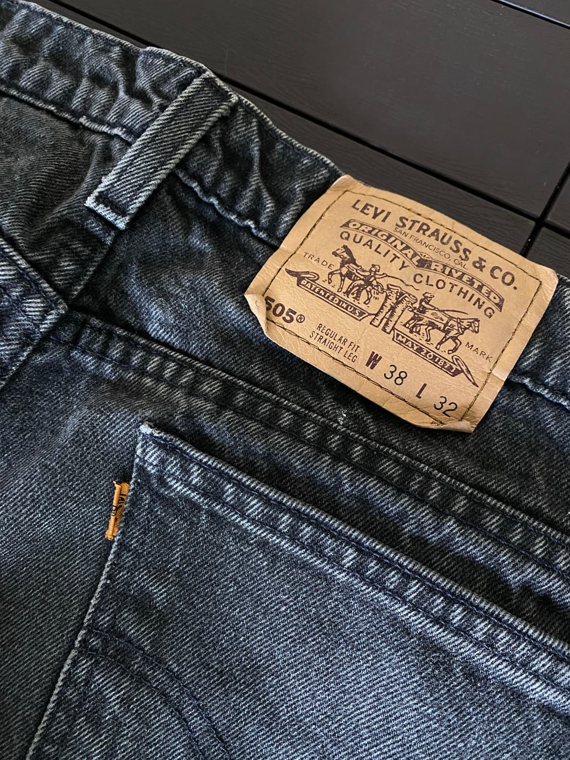 (38x32) 90s 리바이스 505 오렌지탭 흑청 블랙 상품이미지5