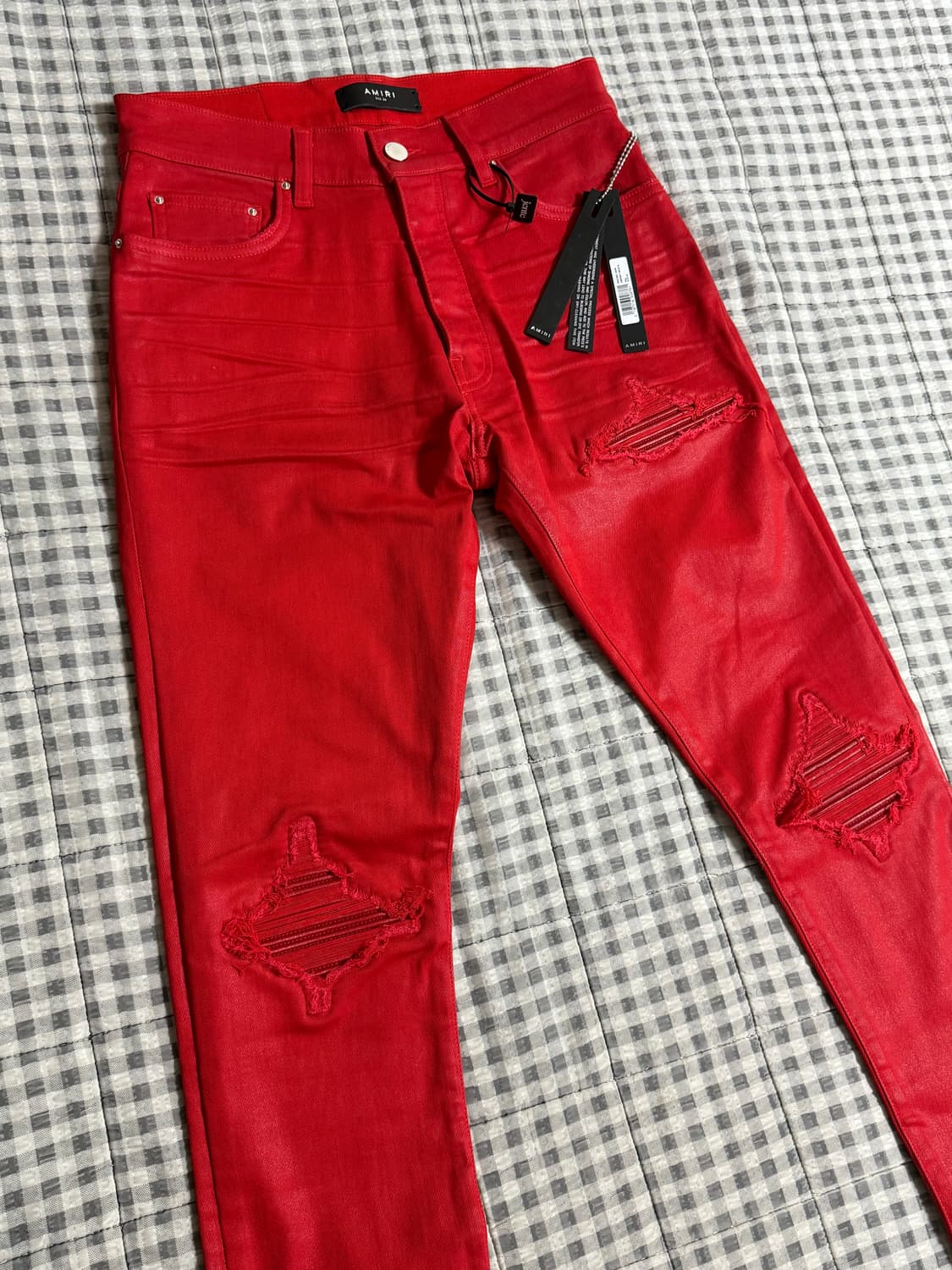 (30) Amiri 아미리 WAX MX1 데님 팬츠 레드 상품이미지4
